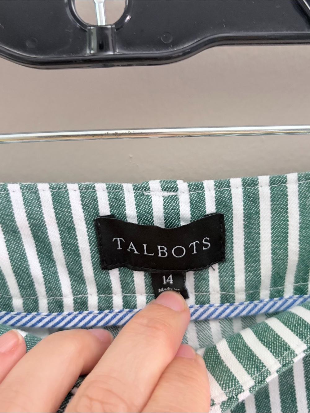 Talbots Green White Striped Wide Leg Crop Pants Size 14 Coastal Cottage - Picture 4 of 11